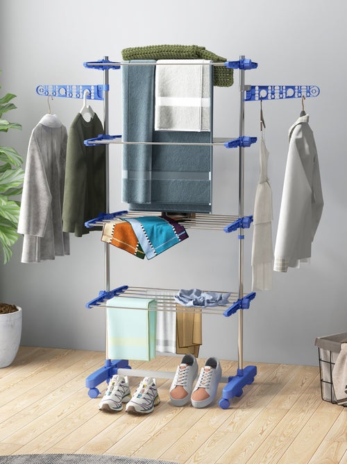 Séchoir à linge étendoir pliable ailes latérales 4 niveaux - Kiabi