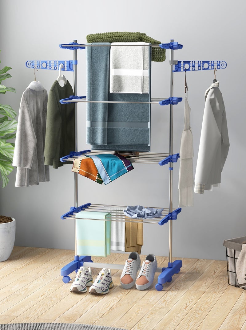 Séchoir à linge étendoir pliable ailes latérales 4 niveaux Bleu Bleu - Kiabi
