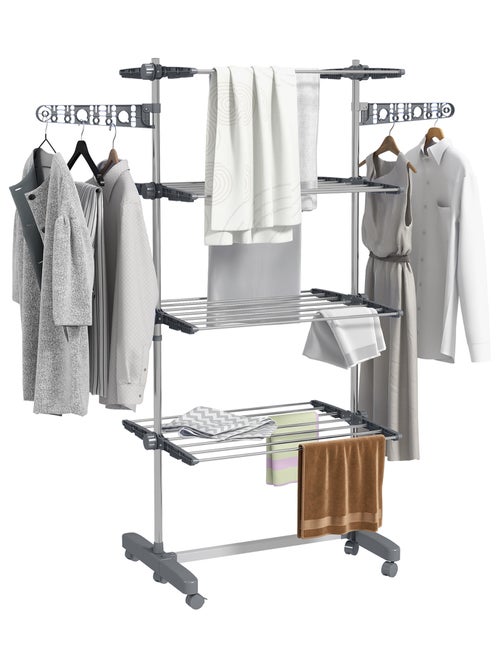Séchoir à linge étendoir pliable ailes latérales 4 niveaux - Kiabi