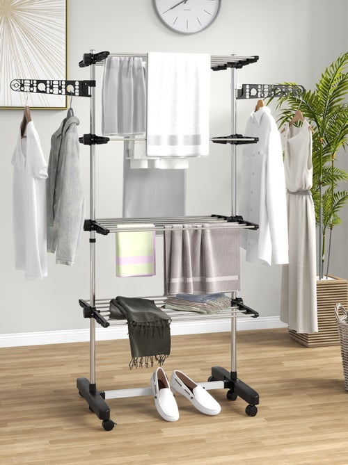 Séchoir à linge étendoir pliable ailes latérales 4 niveaux - Kiabi