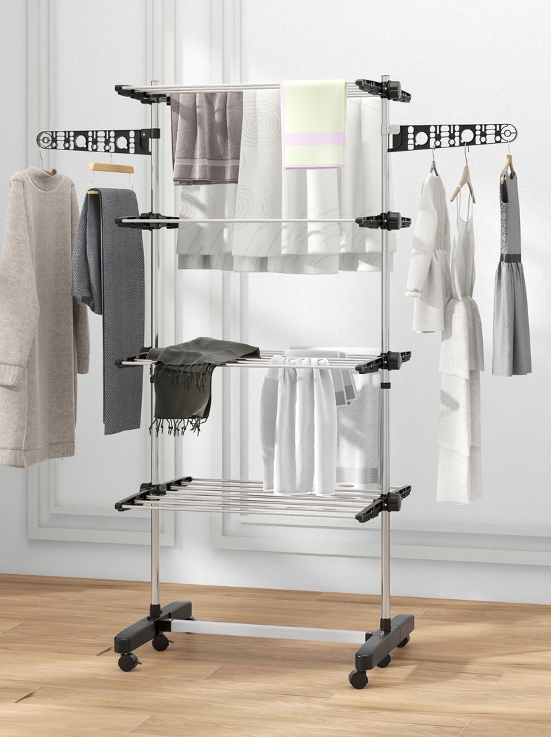 Séchoir à linge étendoir pliable ailes latérales 4 niveaux Noir - Kiabi