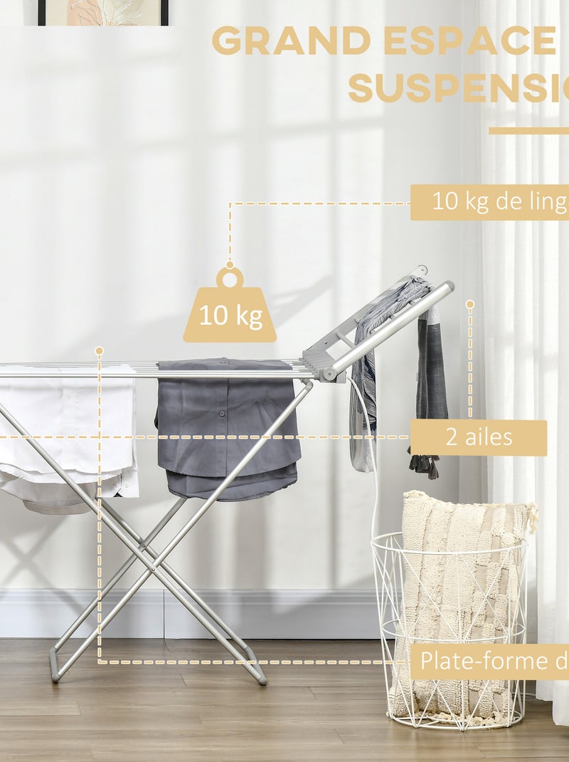 Séchoir étendoir à linge alu. 230W Gris - Kiabi