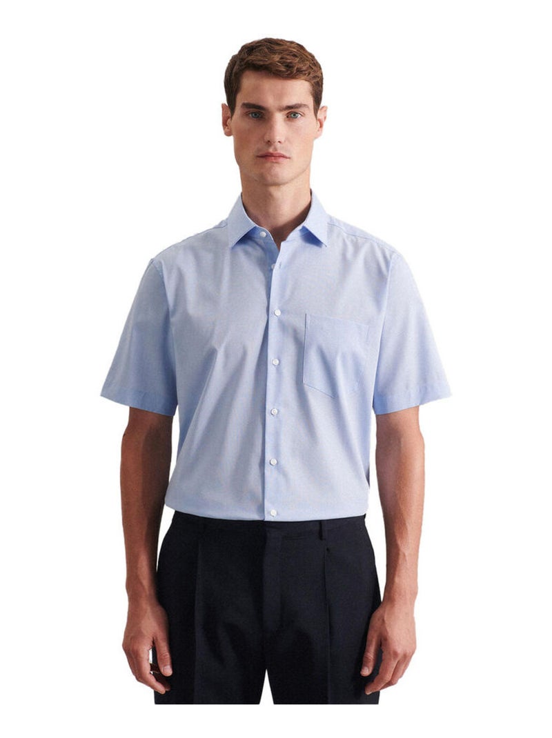 Seidensticker - Chemise manches courtes commerce Bleu clair - Kiabi