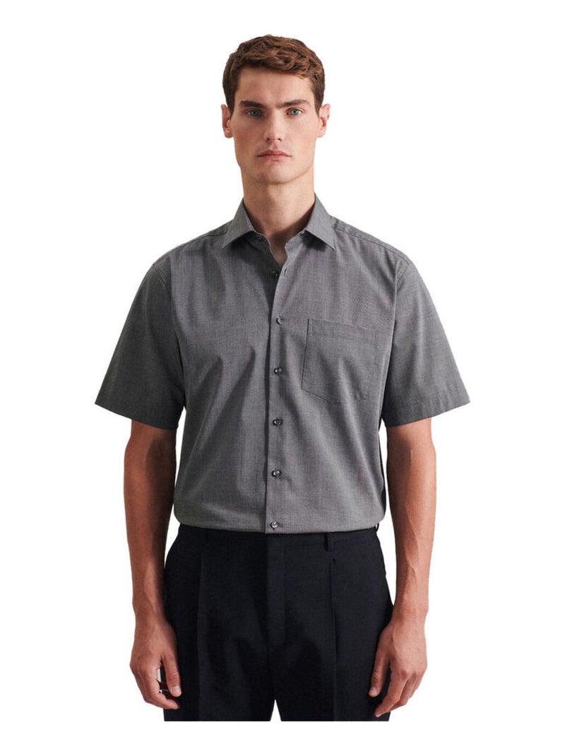 Seidensticker - Chemise manches courtes commerce Gris Gris anthracite - Kiabi