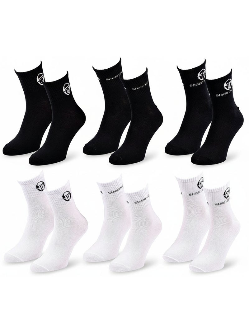 Sergio Tacchini Pack Chaussettes Courte Femme Quarter   Lot de 6 Noir Blanc - Kiabi