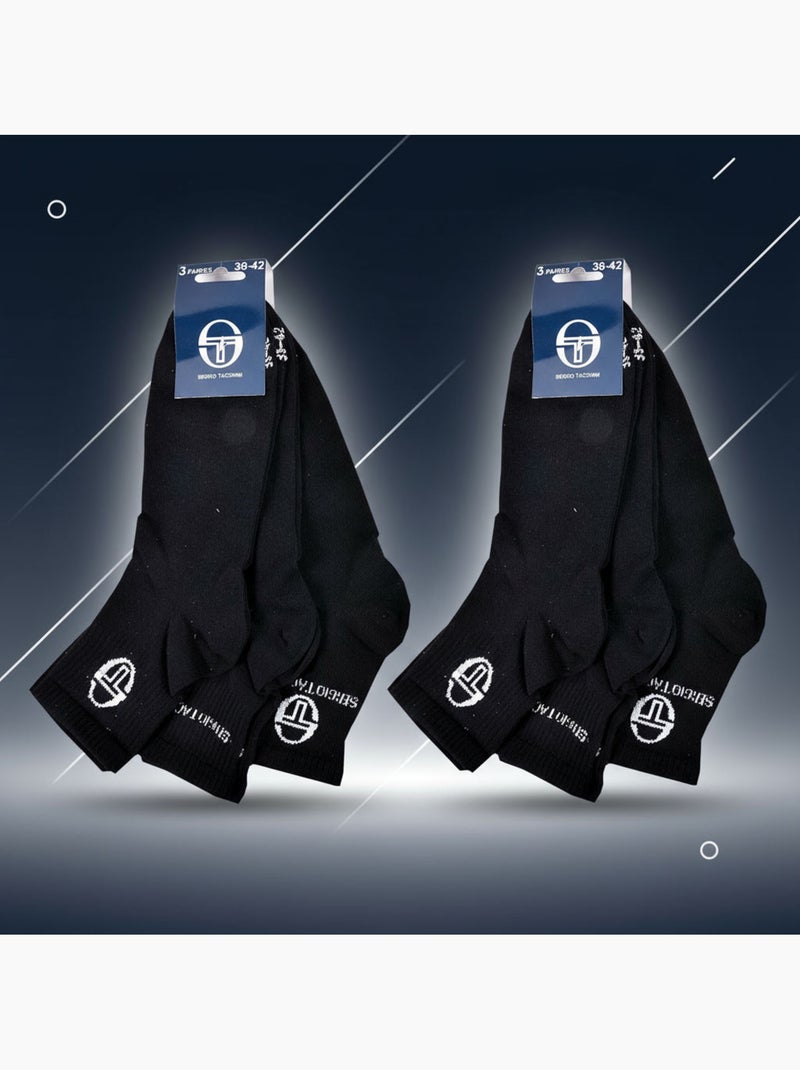 Sergio Tacchini Pack Chaussettes Courte Femme Quarter   Lot de 6 Noir - Kiabi