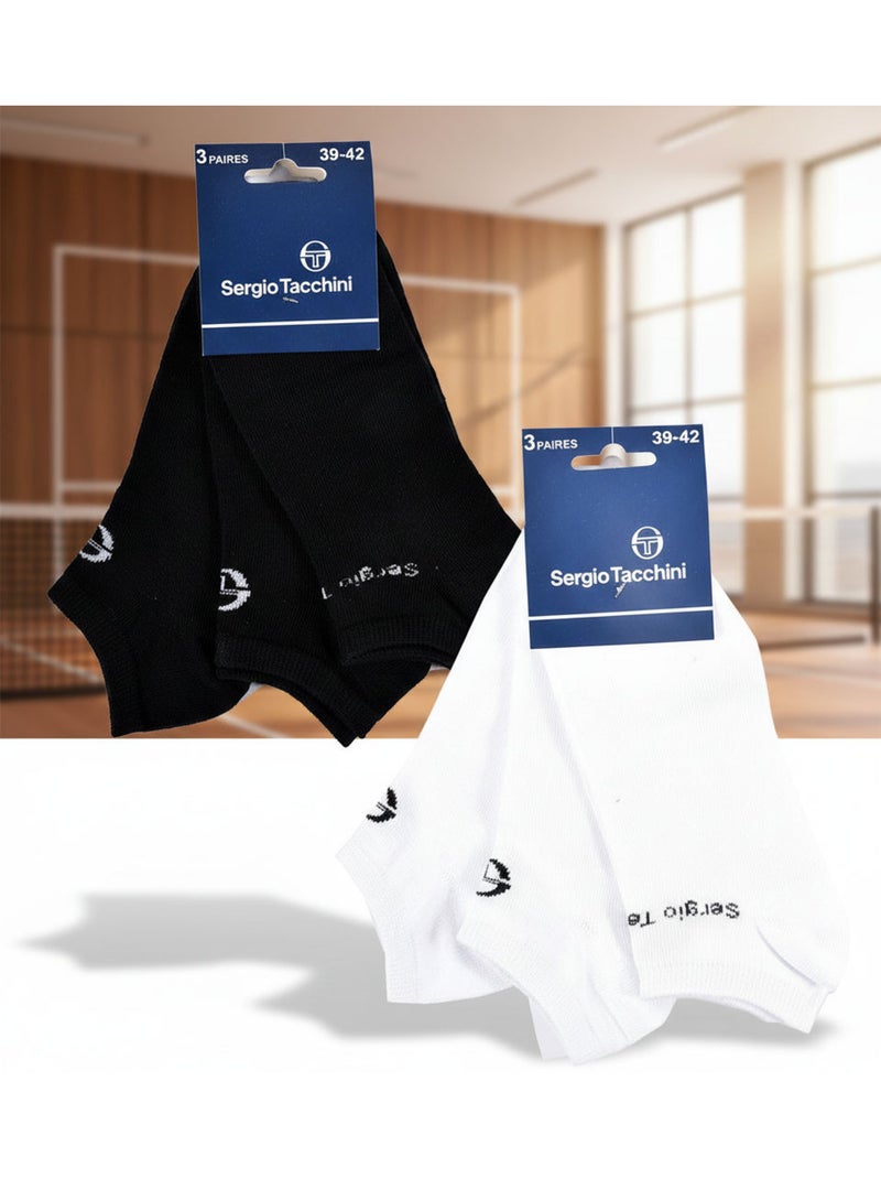 Sergio Tacchini Pack Chaussettes courtes Femme Sneaker  Lot de 6 Noir Blanc - Kiabi