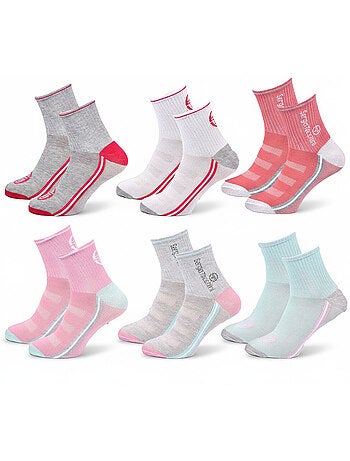 Sergio Tacchini Pack Chaussettes courtes Fille Quarter Lot de 6