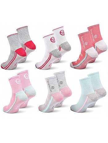 Sergio Tacchini Pack Chaussettes courtes Fille Quarter Lot de 6