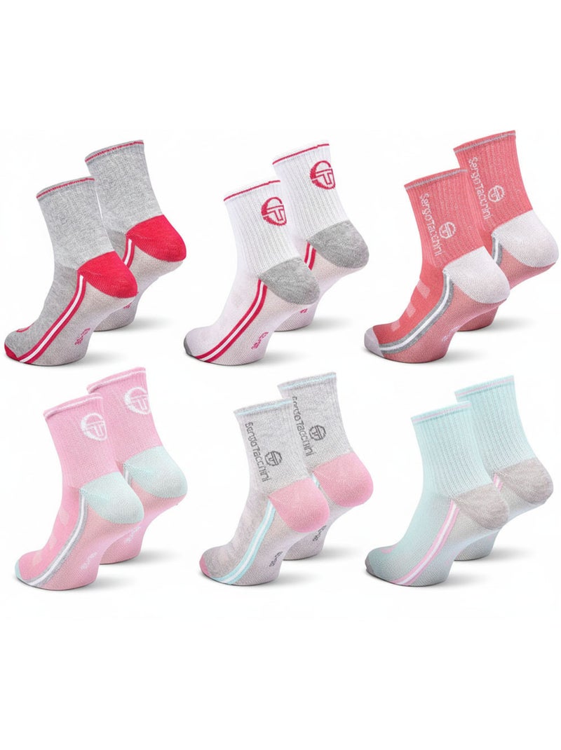 Sergio Tacchini Pack Chaussettes courtes Fille Quarter  Lot de 6 Gris Blanc - Kiabi