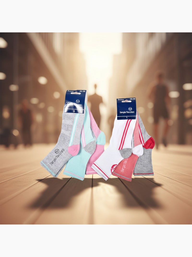 Sergio Tacchini Pack Chaussettes courtes Fille Quarter  Lot de 6 Gris Blanc - Kiabi