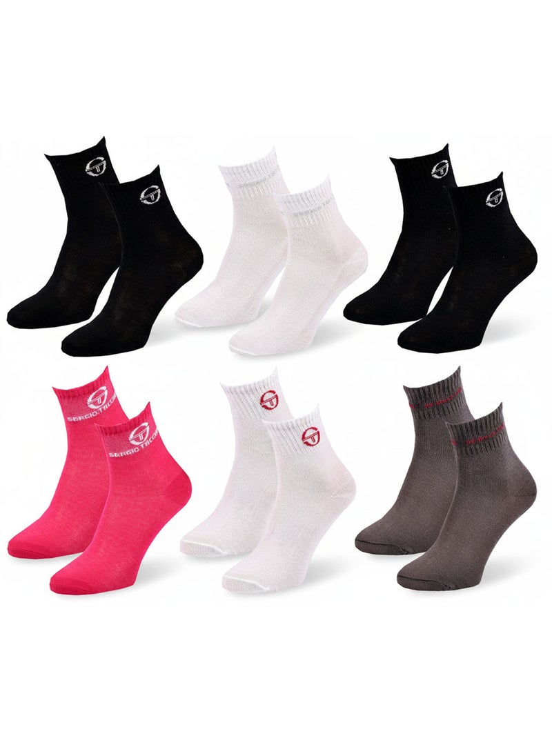 Sergio Tacchini Pack Chaussettes courtes Fille Quarter  Lot de 6 Noir Blanc - Kiabi
