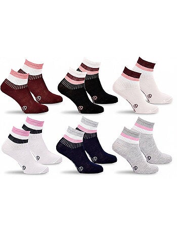 Sergio Tacchini Pack Chaussettes courtes Fille Quarter Lot de 6