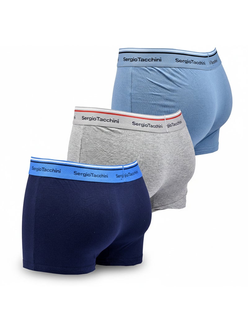 Sergio Tacchini Pack de Boxers Homme  Lot de 3 Bleu Gris - Kiabi