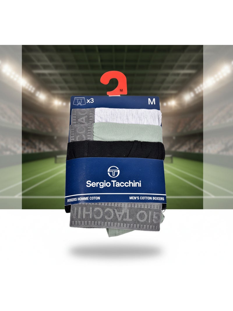 Sergio Tacchini Pack de Boxers Homme  Lot de 3 Noir Gris - Kiabi
