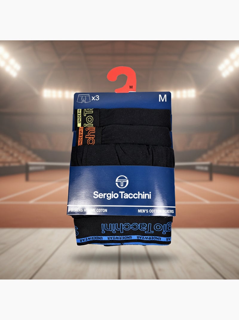 Sergio Tacchini Pack de Boxers Homme  Lot de 3 Noir - Kiabi