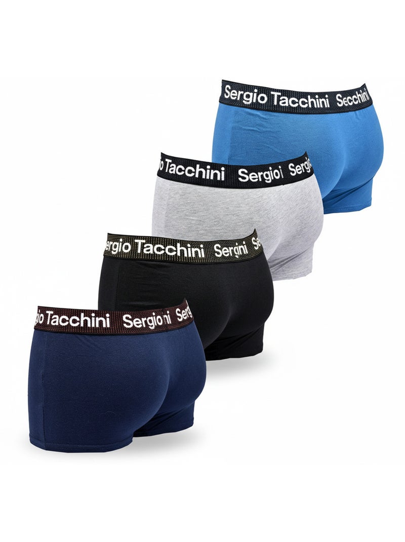 Sergio Tacchini Pack de Boxers Homme  Lot de 4 Bleu Gris - Kiabi