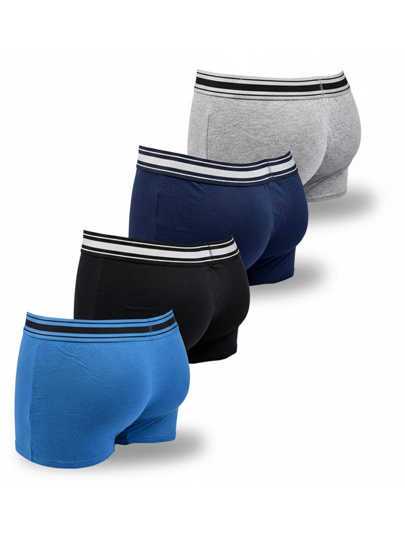 Sergio Tacchini Pack de Boxers Homme  Lot de 4 Gris Bleu - Kiabi