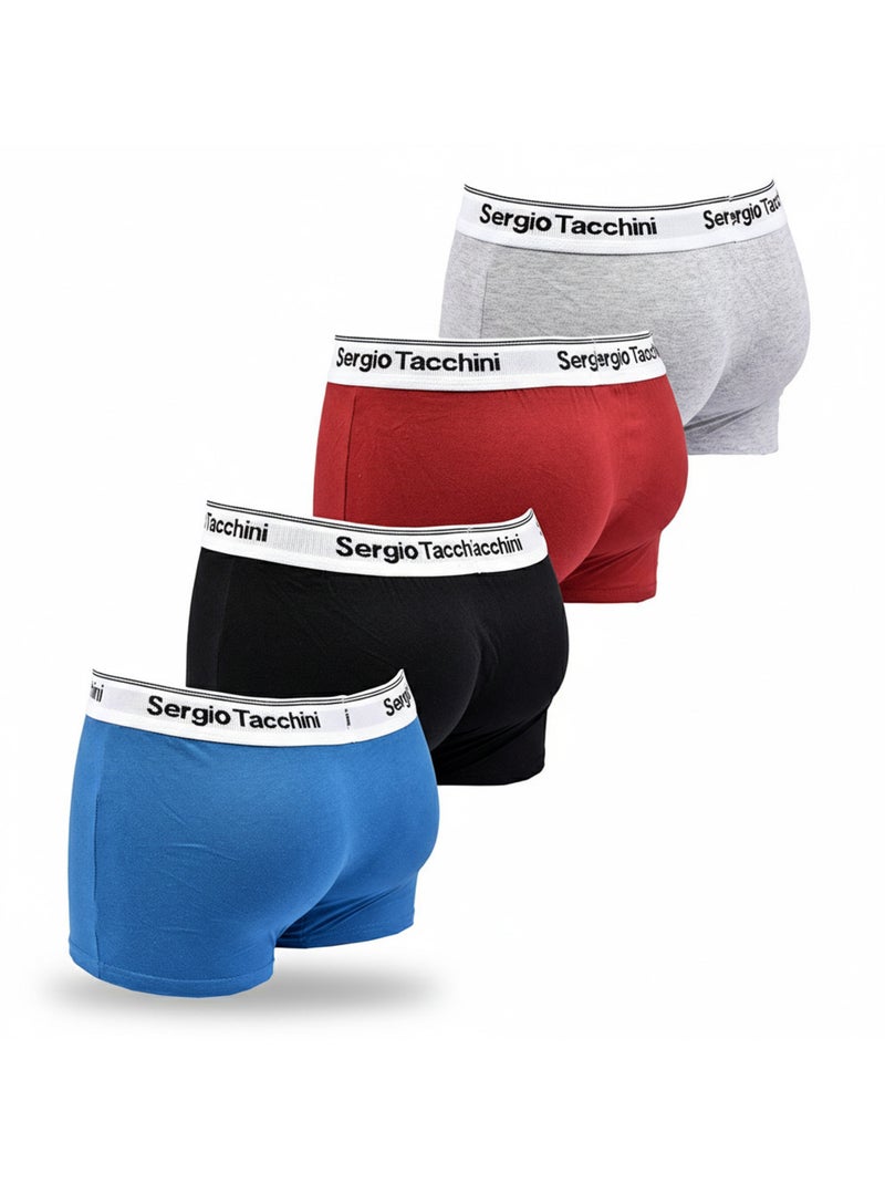 Sergio Tacchini Pack de Boxers Homme  Lot de 4 Gris Rouge - Kiabi