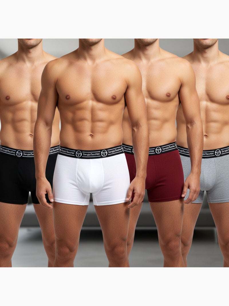 Sergio Tacchini Pack de Boxers Homme  Lot de 4 Noir Blanc - Kiabi