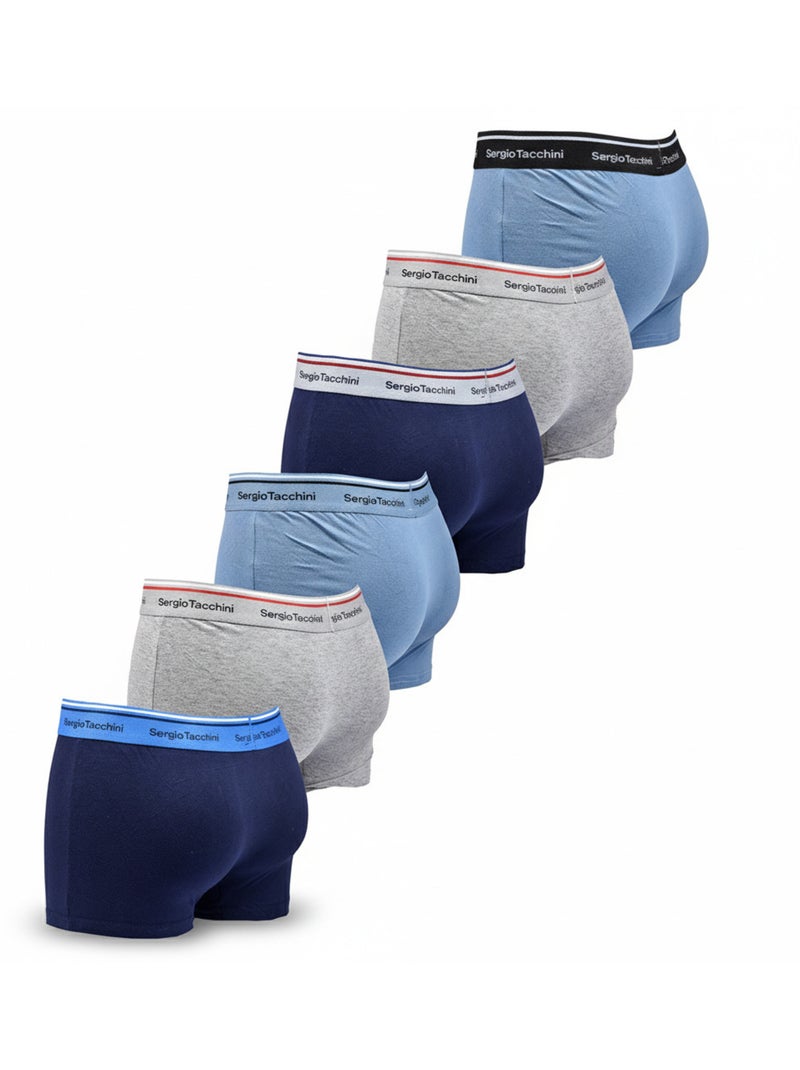Sergio Tacchini Pack de Boxers Homme  Lot de 6 Bleu Gris - Kiabi
