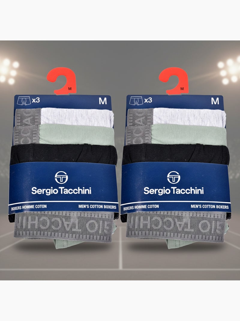 Sergio Tacchini Pack de Boxers Homme  Lot de 6 Noir Gris - Kiabi