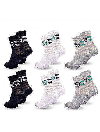 Sergio Tacchini Pack de Chaussettes enfant Tennis Crew Lot de 6 Paires