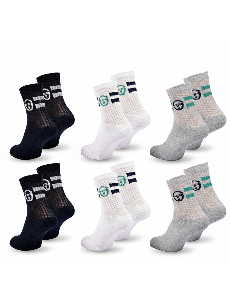 Sergio Tacchini Pack de Chaussettes enfant Tennis Crew Lot de 6 Paires Bleu marine - Kiabi