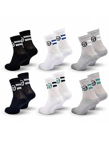 Sergio Tacchini Pack de Chaussettes enfant Tennis Crew Lot de 6 Paires