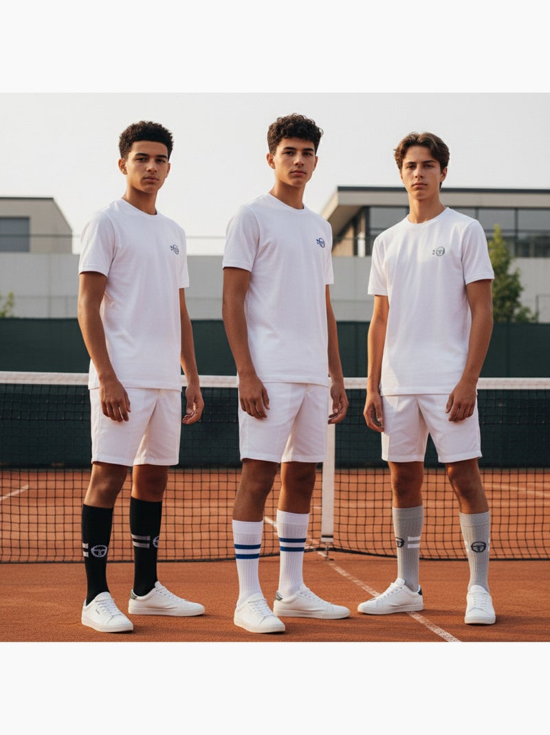 Sergio Tacchini Pack de Chaussettes enfant Tennis Crew Lot de 6 Paires Noir Gris Blanc - Kiabi