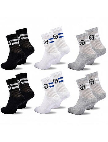 Sergio Tacchini Pack de Chaussettes enfant Tennis Crew Lot de 6 Paires