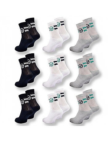 Sergio Tacchini Pack de Chaussettes enfant Tennis Crew Lot de 9 Paires