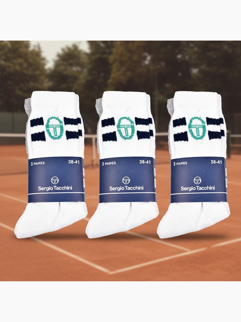 Sergio Tacchini Pack de Chaussettes enfant Tennis Crew Lot de 9 Paires Bleu marine - Kiabi