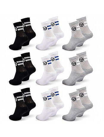 Sergio Tacchini Pack de Chaussettes enfant Tennis Crew Lot de 9 Paires