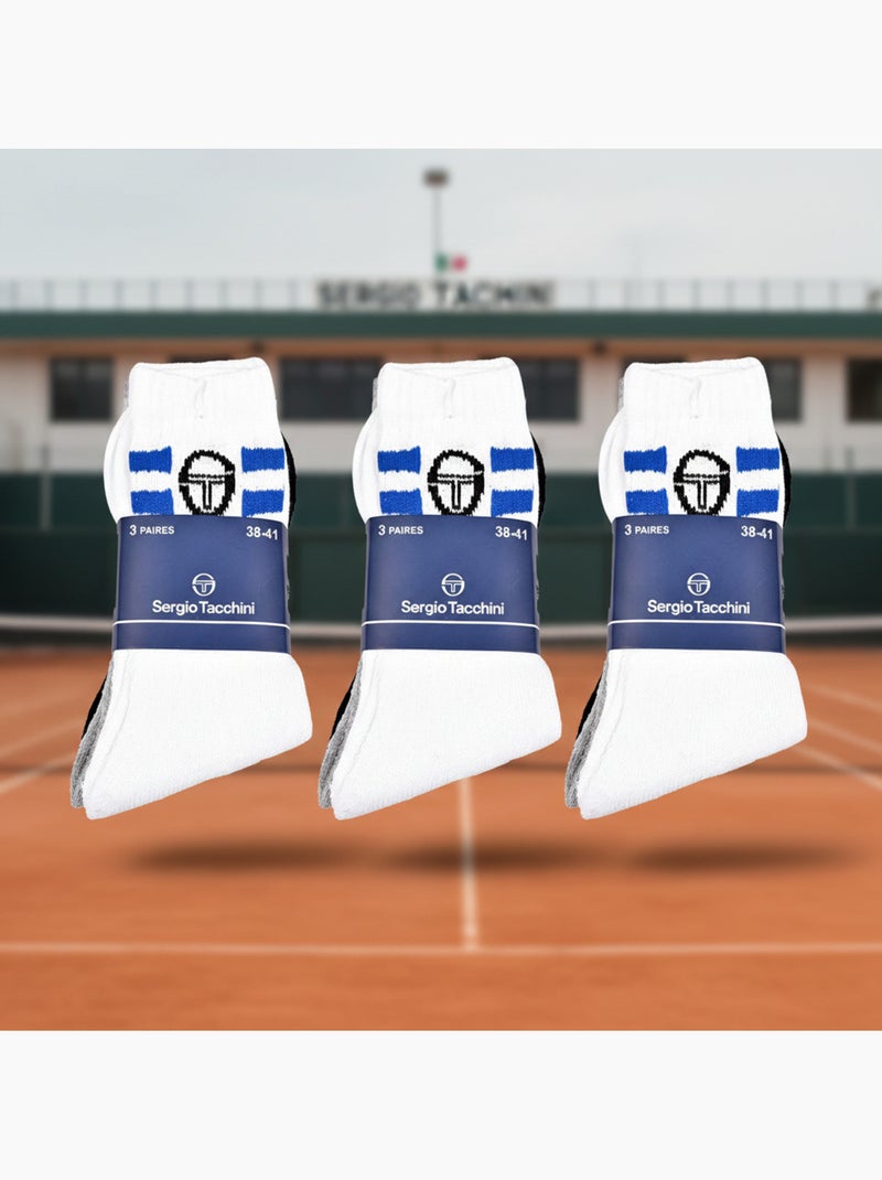 Sergio Tacchini Pack de Chaussettes enfant Tennis Crew Lot de 9 Paires Noir - Kiabi