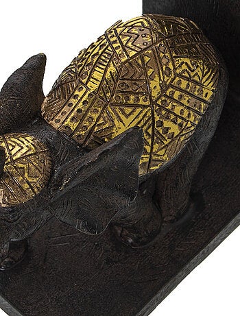 Serre-livre éléphants en résine marron et or