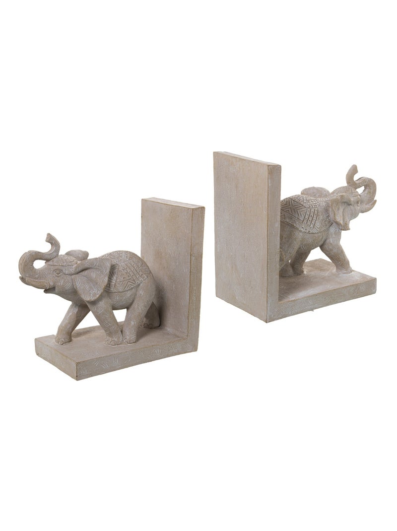 Serre-livres éléphants beige en résine Beige - Kiabi
