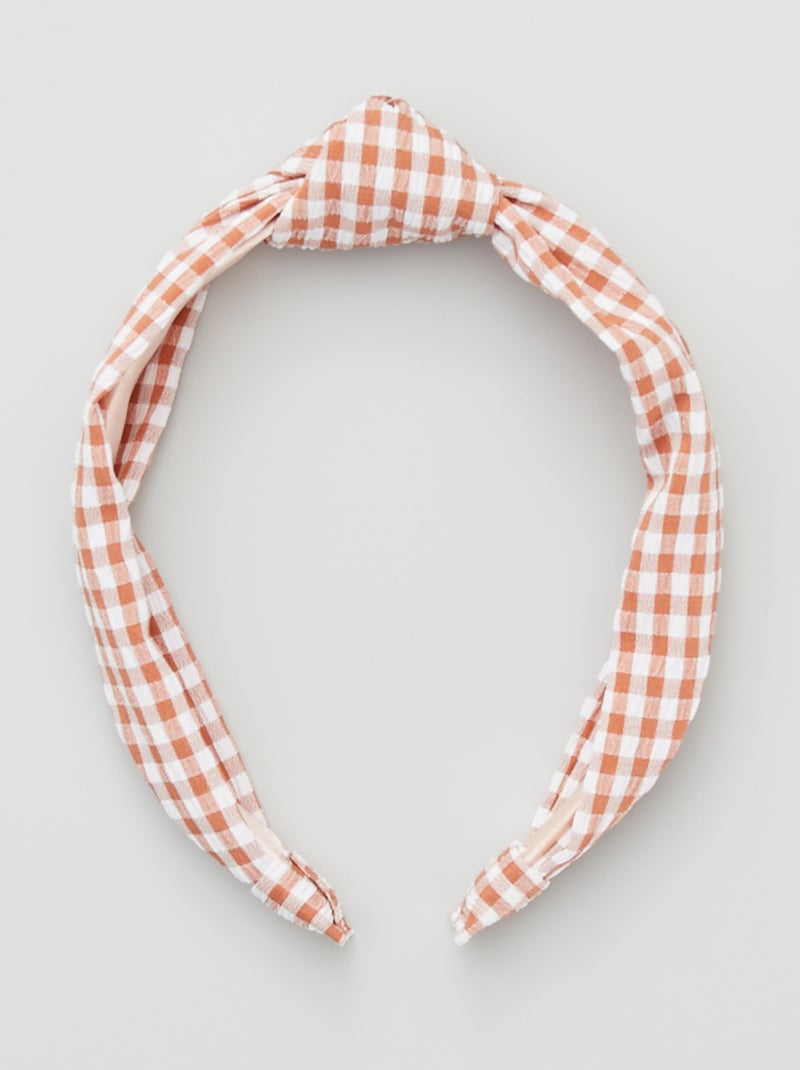 Serre-tête à carreaux vichy rouge orangé - Kiabi