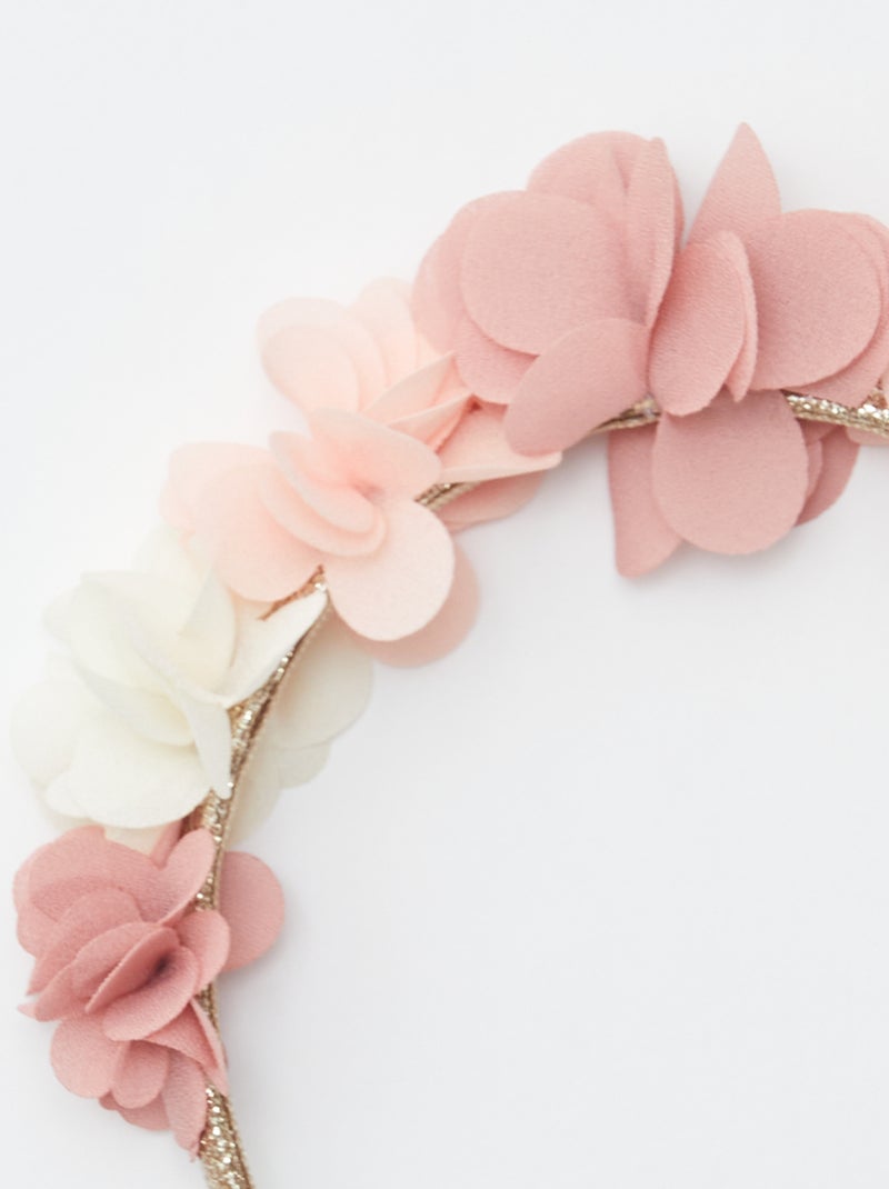 Serre-tête à fleurs cérémonie Rose - Kiabi