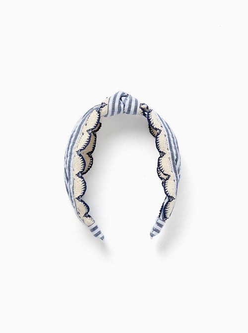 Serre-tête à rayures et bordure au crochet - Kiabi