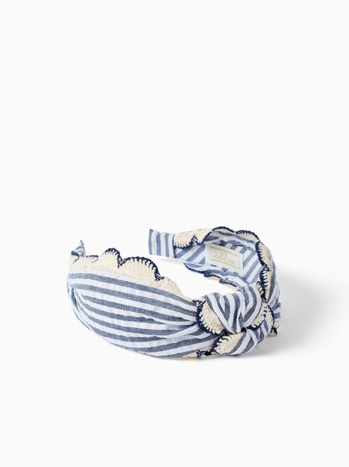 Serre-tête à rayures et bordure au crochet - Kiabi