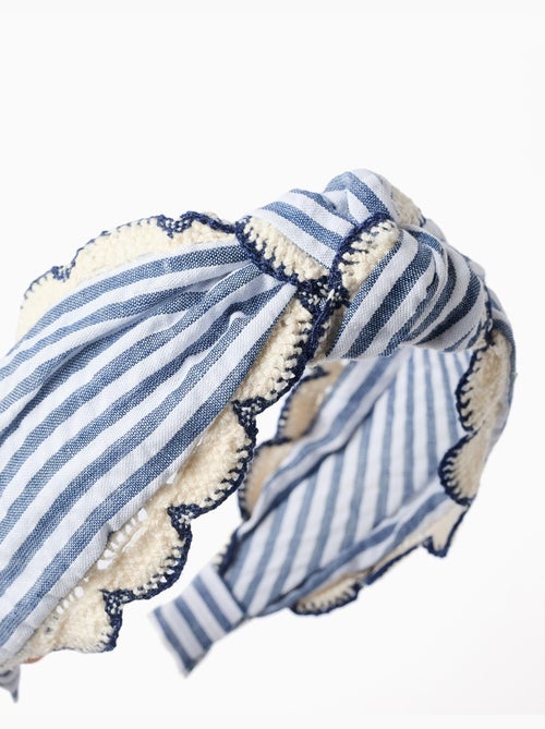 Serre-tête à rayures et bordure au crochet - Kiabi