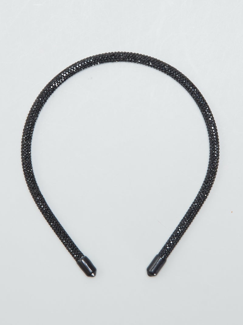 Serre-tête à strass Noir - Kiabi