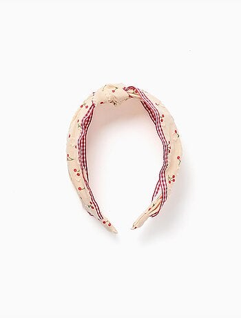 Serre-tête avec motif cerise/Vichy et nœud