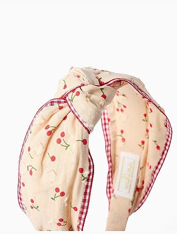 Serre-tête avec motif cerise/Vichy et nœud
