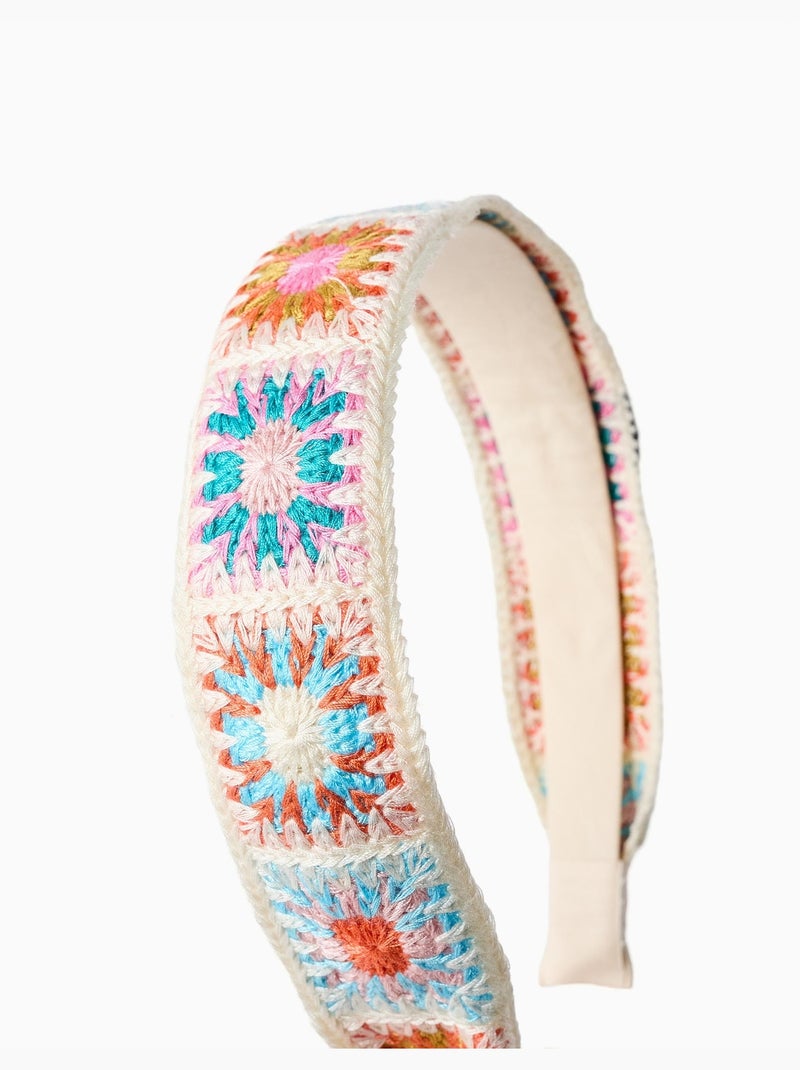 Serre-tête avec motif floral au crochet Blanc - Kiabi