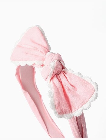 Serre-tête avec nœud et bord festonné