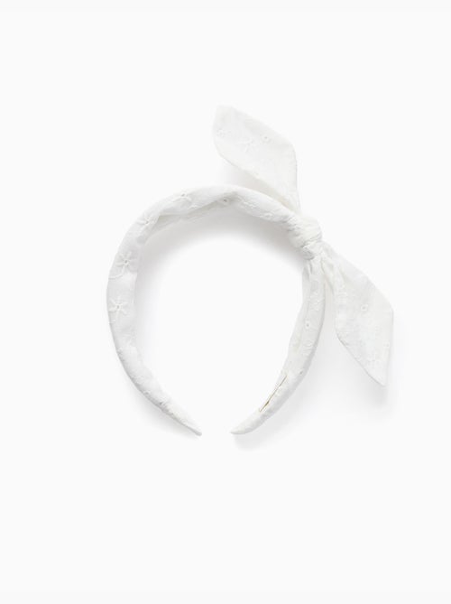 Serre-tête en broderie anglaise avec nœud - Kiabi
