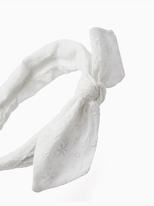 Serre-tête en broderie anglaise avec nœud - Kiabi