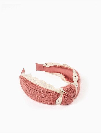Serre-tête en maille avec bordure au crochet